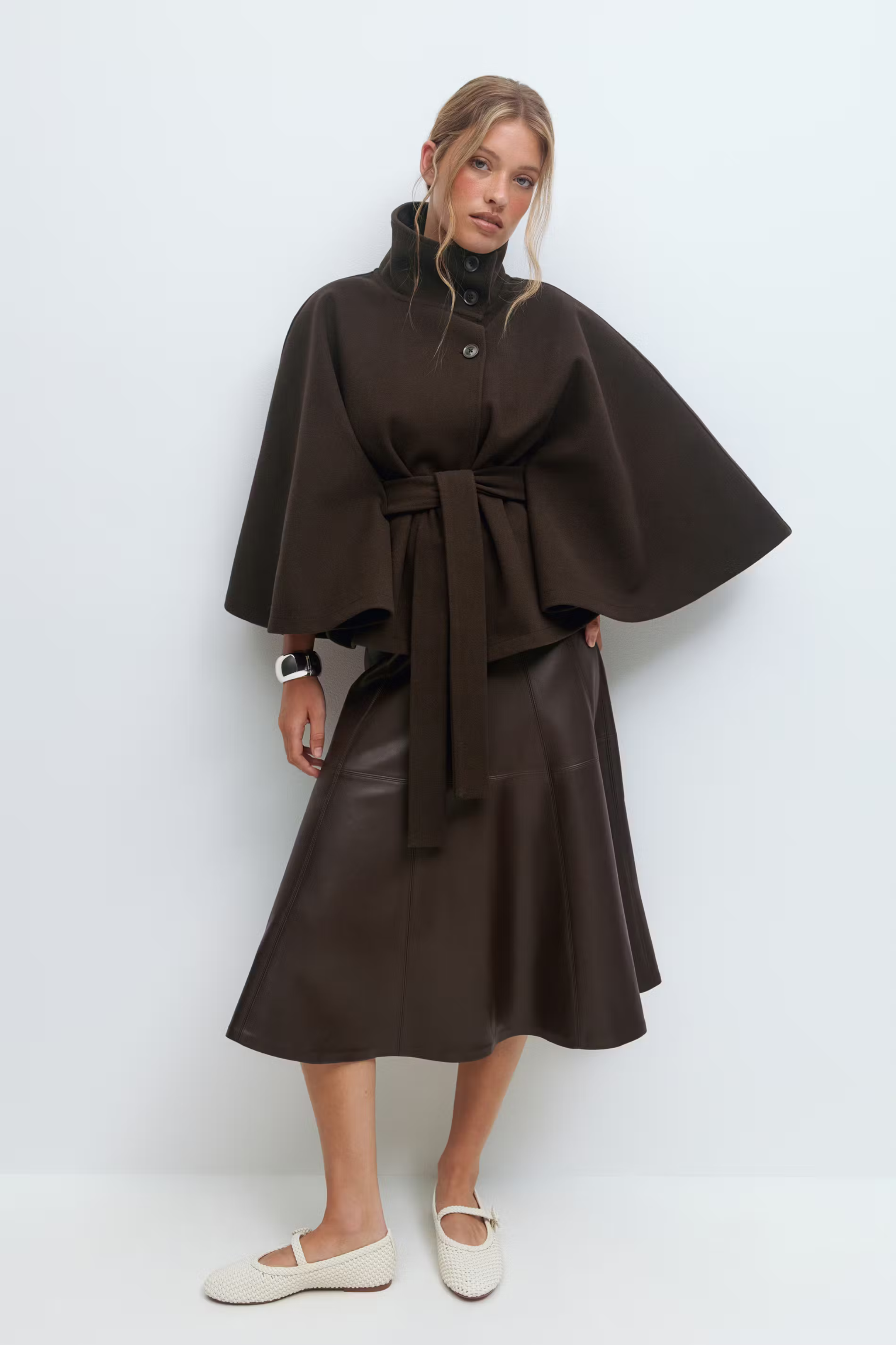 Sira Belted Cape Coat