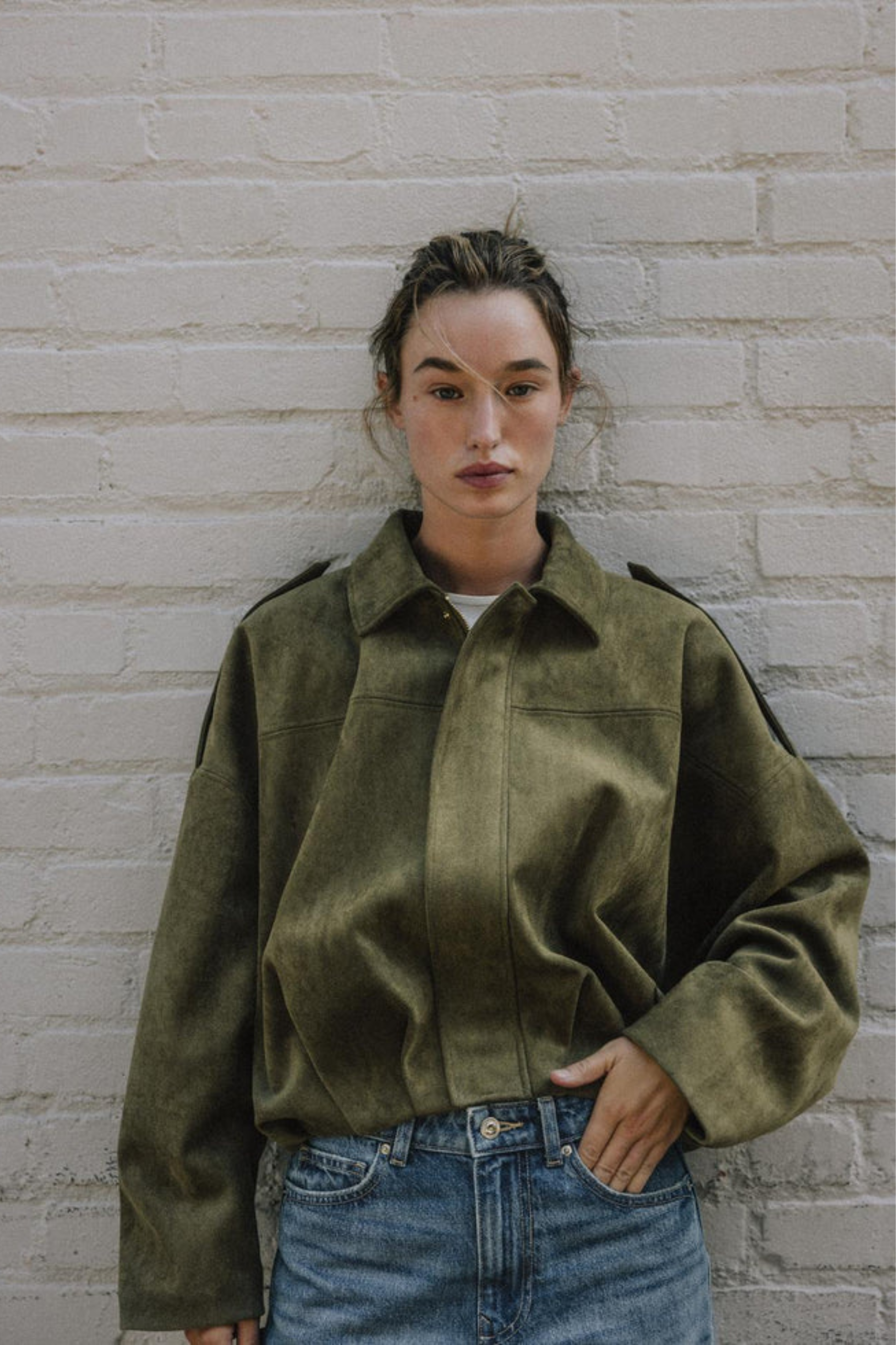 Tessa Suede Bomber Jacket