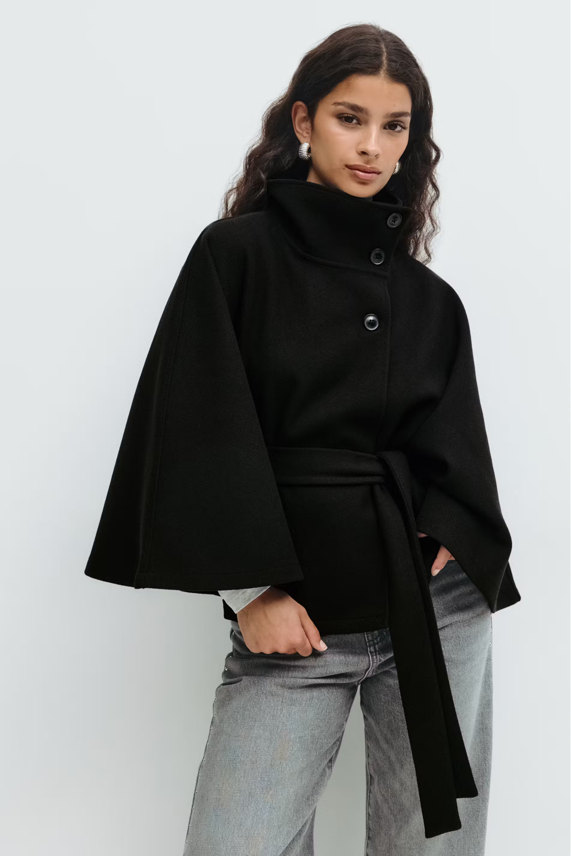 Sira Belted Cape Coat