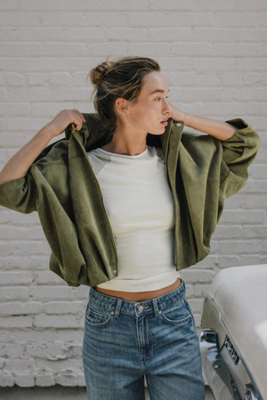 Tessa Suede Bomber Jacket