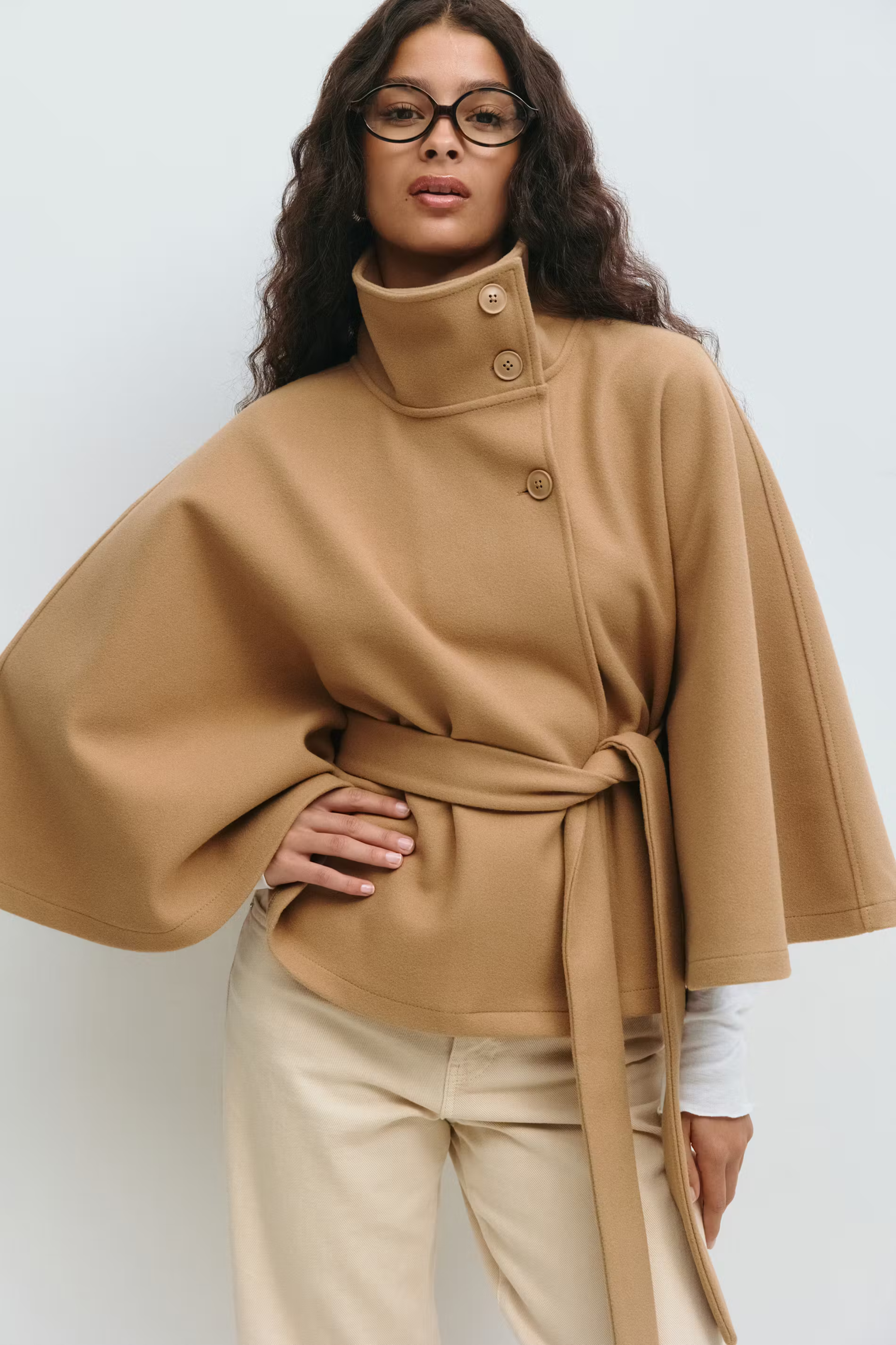 Sira Belted Cape Coat