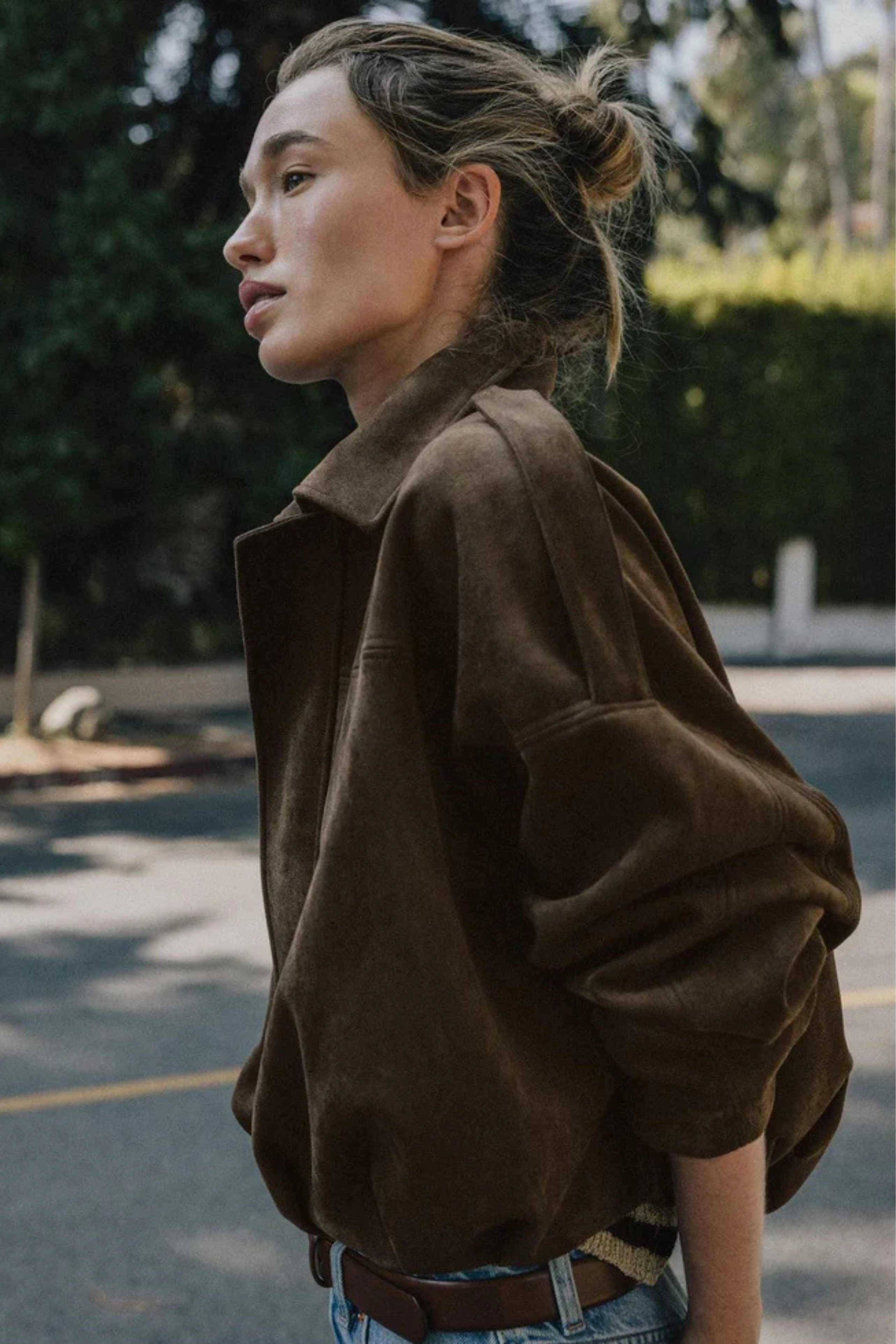 Tessa Suede Bomber Jacket