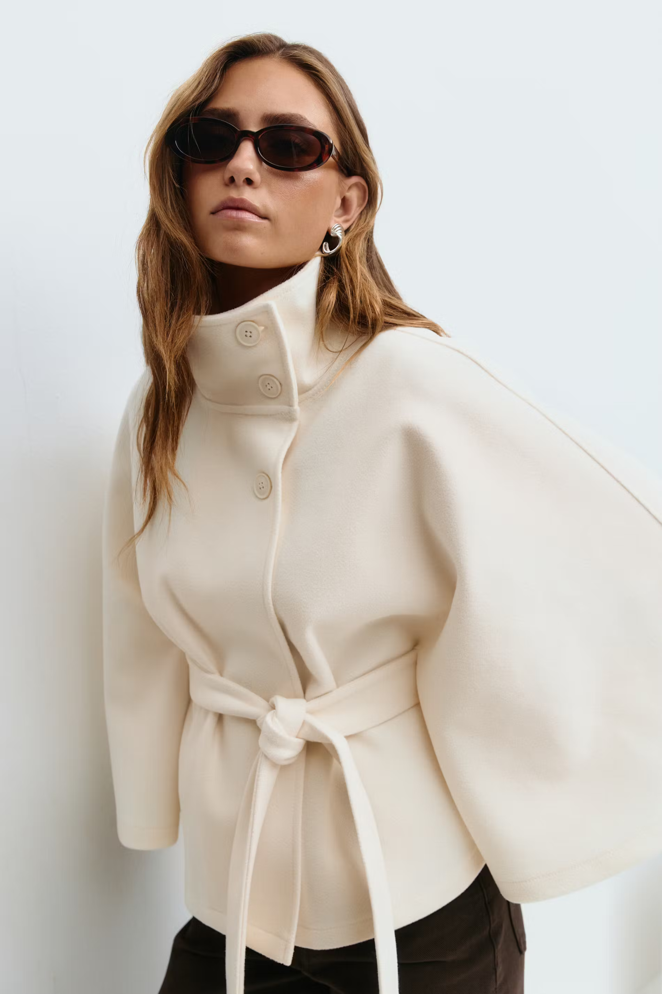 Sira Belted Cape Coat