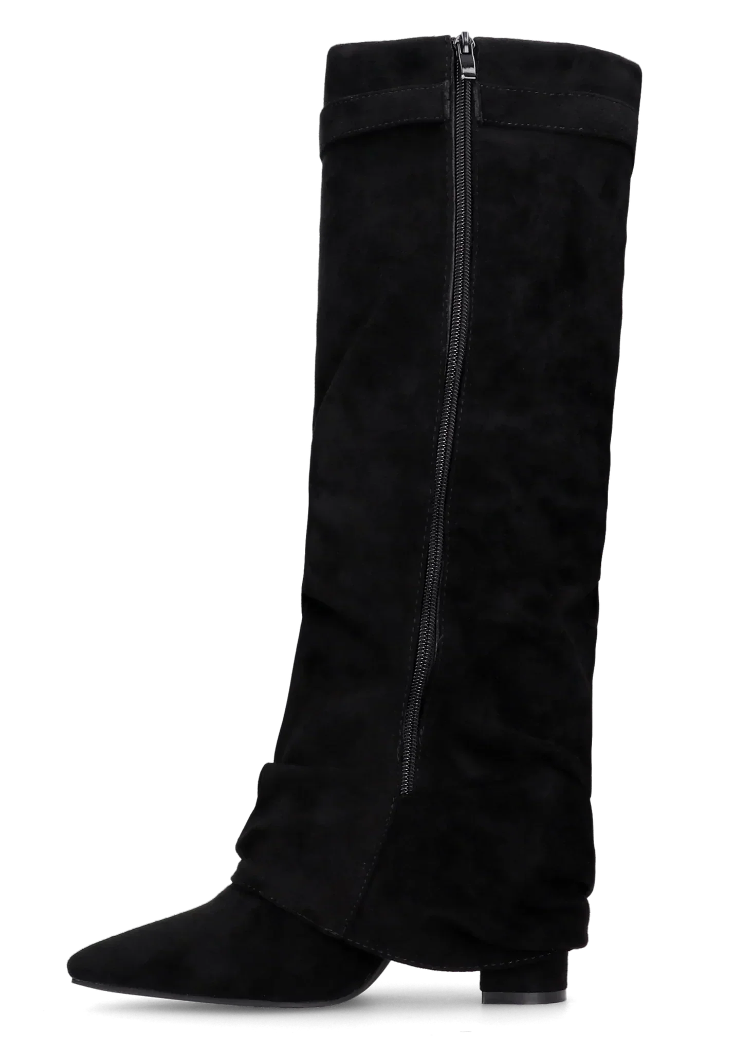 Hohe weiche Wildlederstiefel - Schwarz