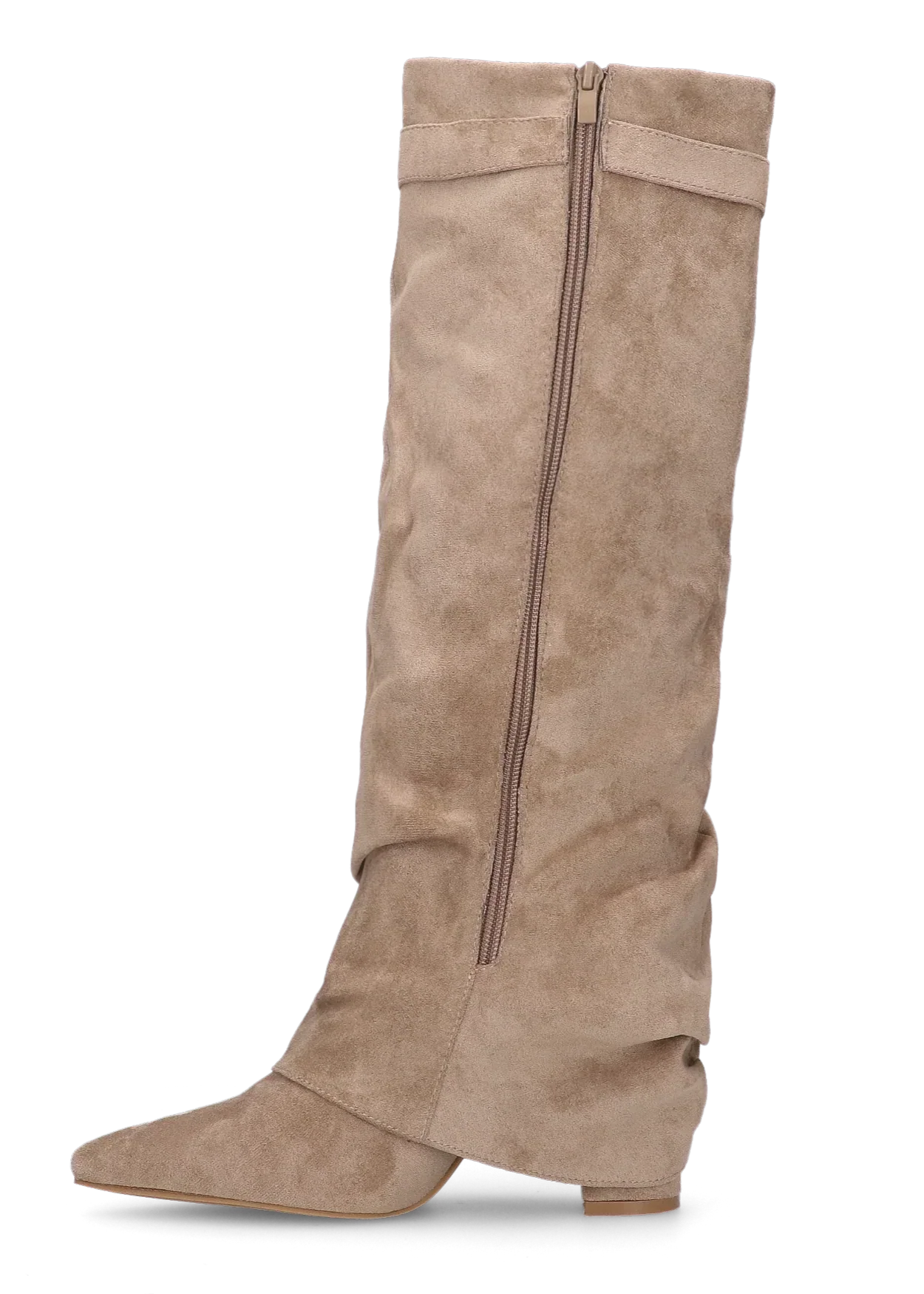 Hohe weiche Wildlederstiefel - Beige