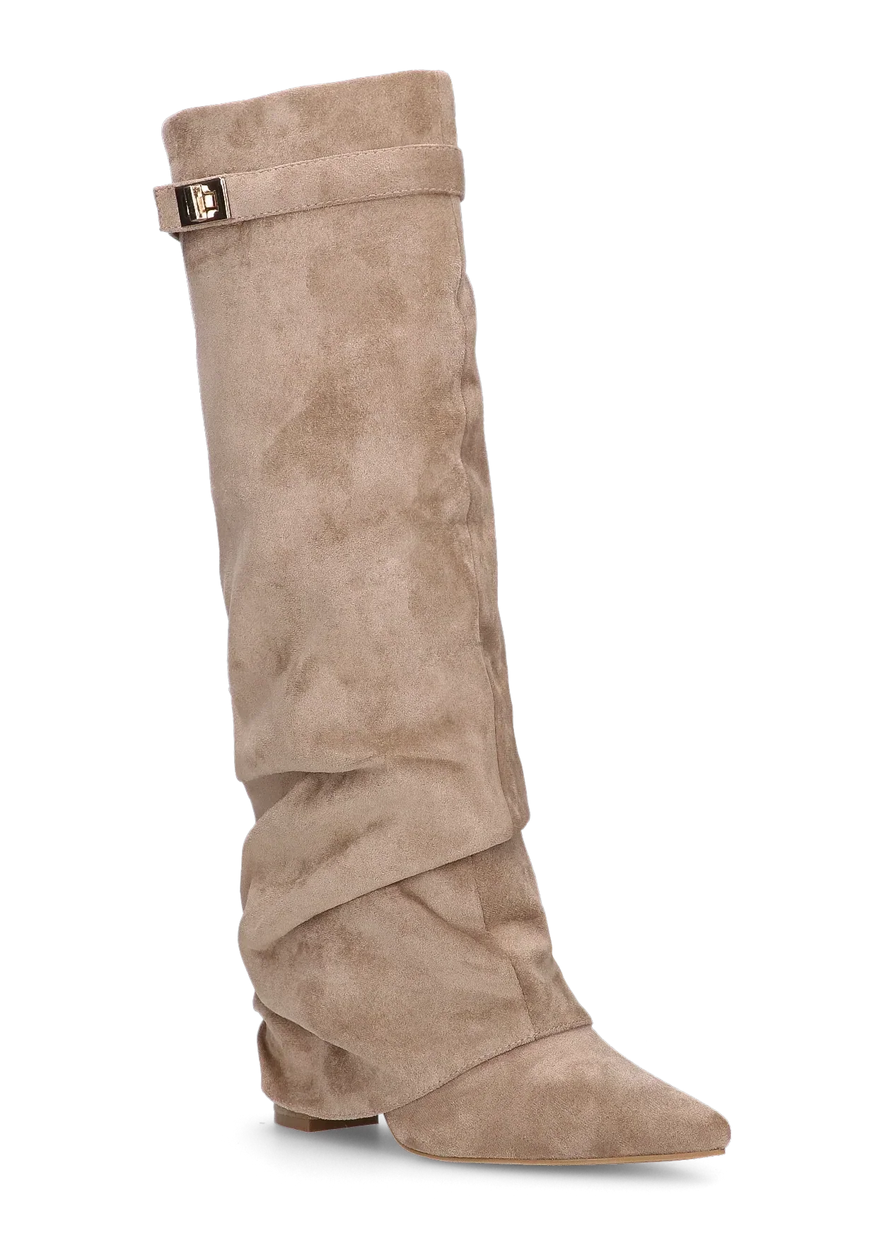 Hohe weiche Wildlederstiefel - Beige