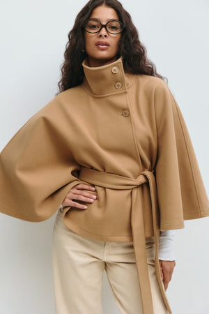 Cream Belt Cape Jacket