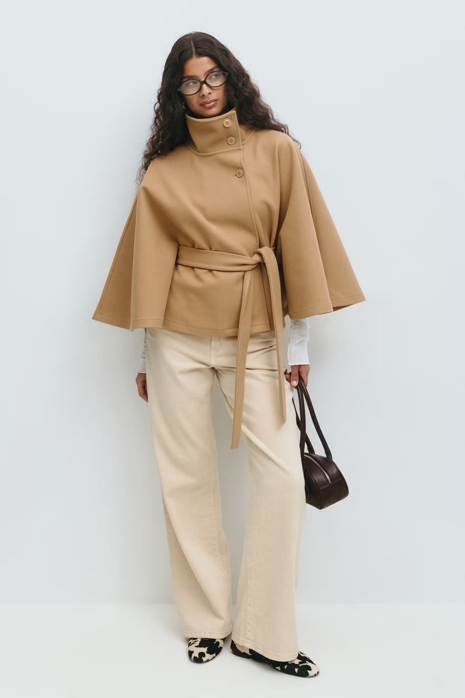 Cream Belt Cape Jacket