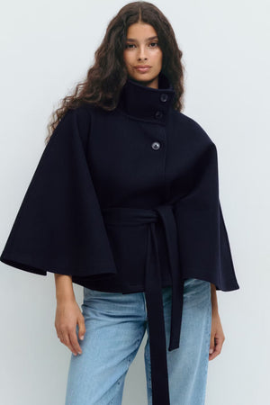 Blue Belt Cape Jacket
