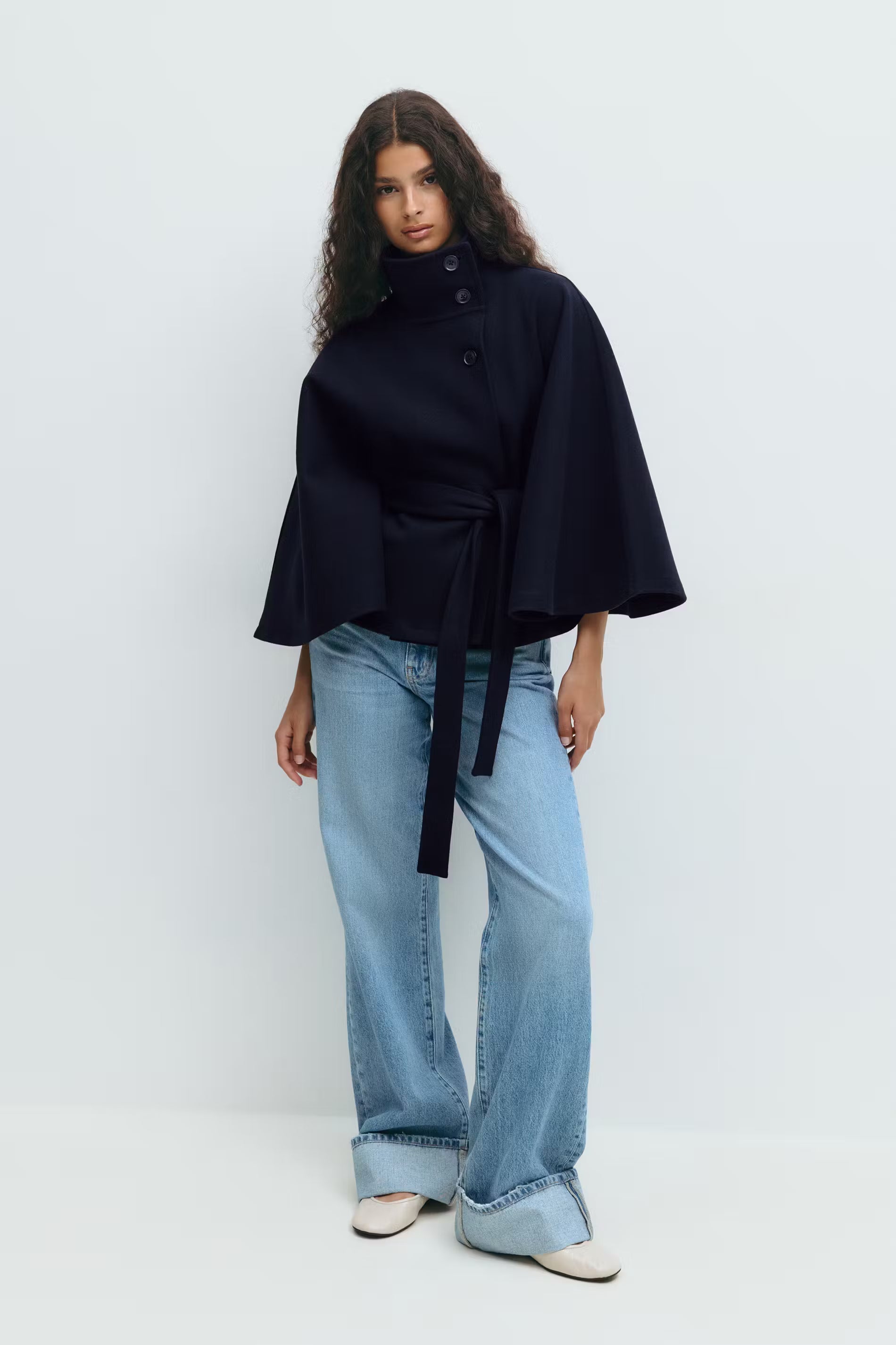 Blue Belt Cape Jacket