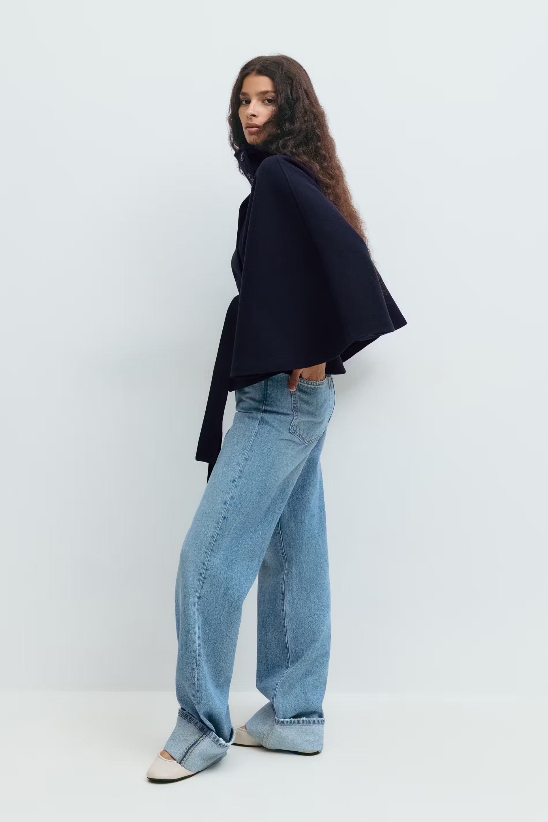 Blue Belt Cape Jacket