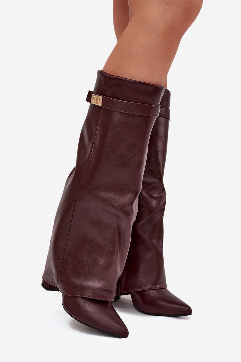 Hohe Lederstiefel - Bordeaux