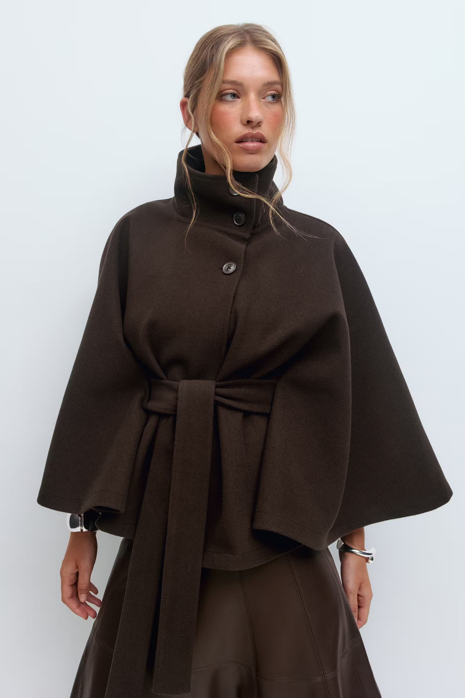 Brown Belt Cape Jacket