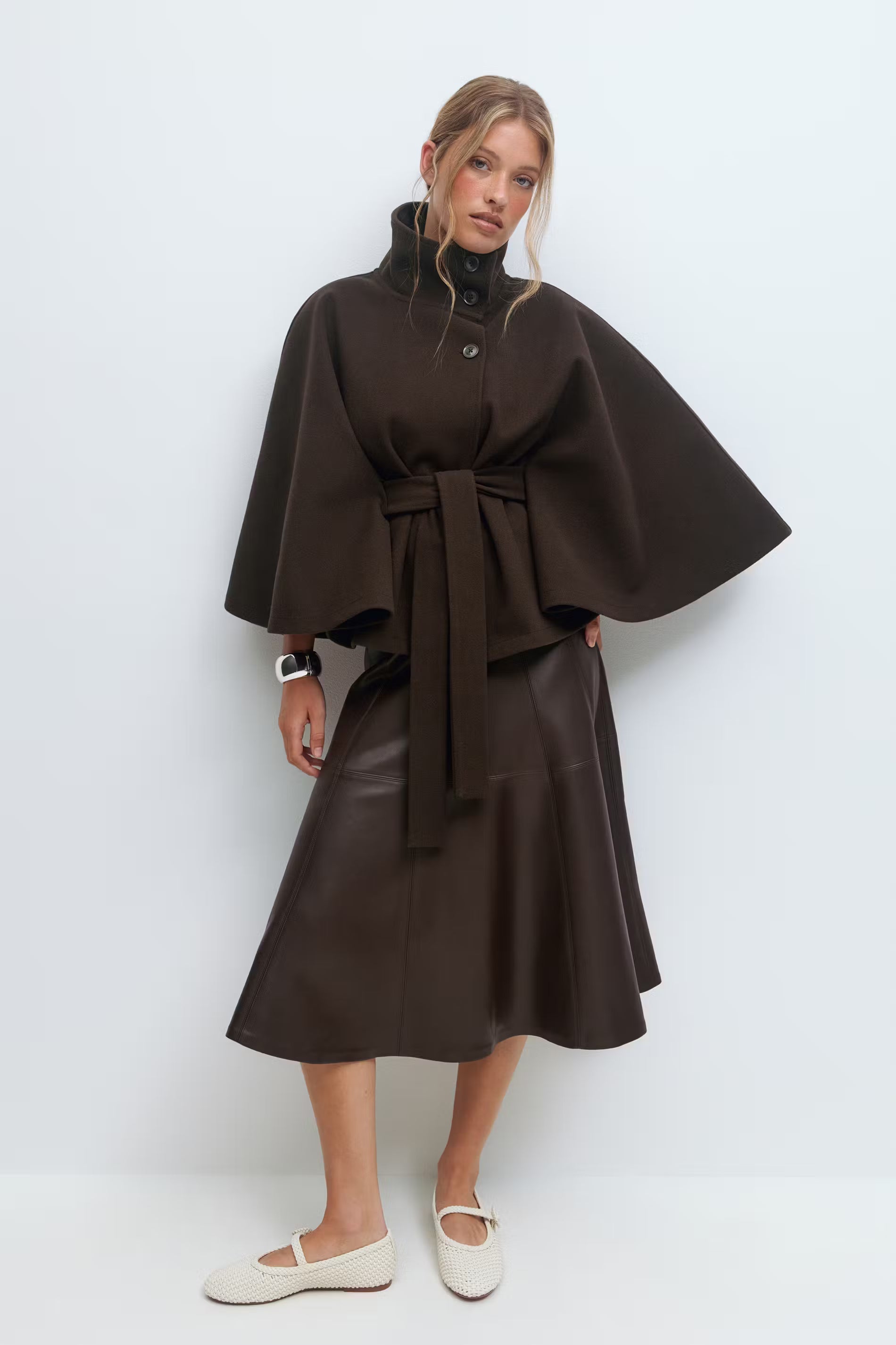Brown Belt Cape Jacket